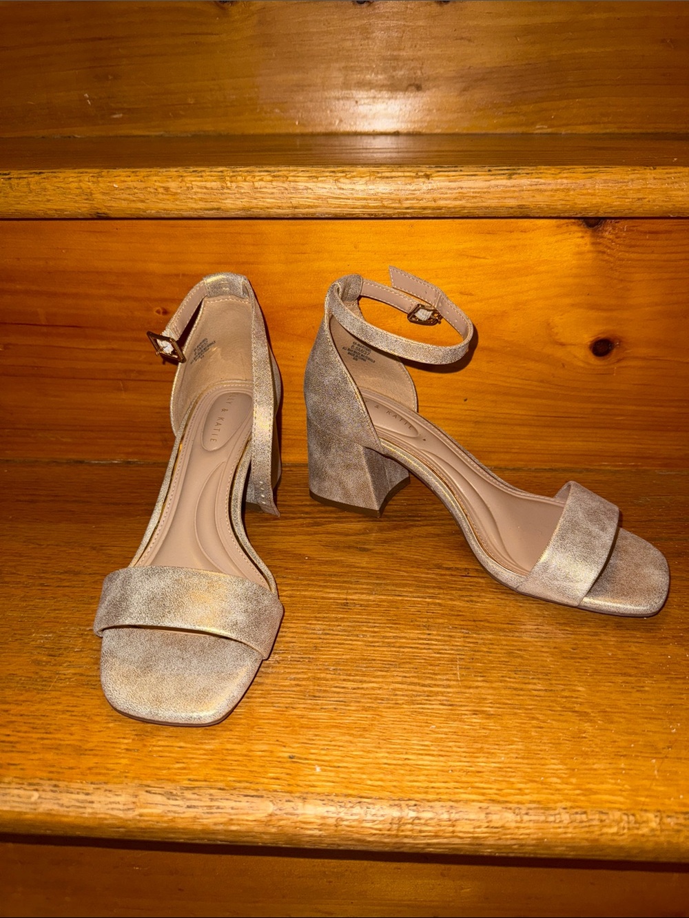 Kelly & Katie Women's Ankle-Strap Block Heel Sandals in Taupe